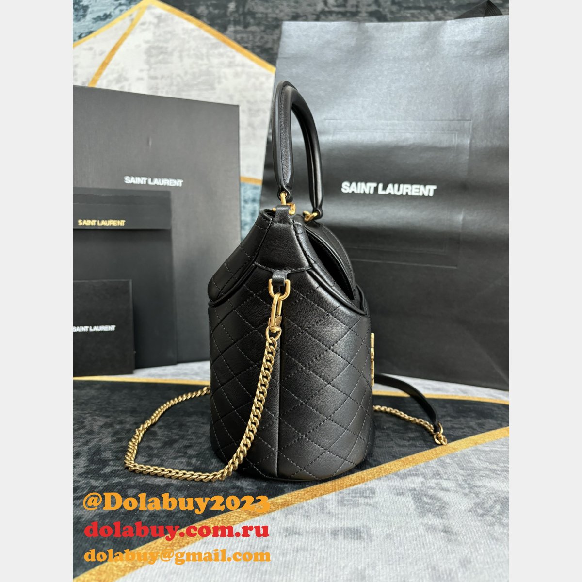 Saint Laurent 763961 Replica Gaby Top Handle Bucket Shoulder Bags