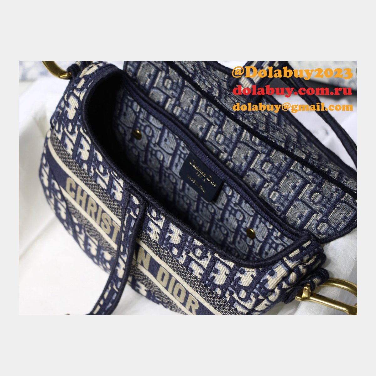 Replica Saddle Bag Blue Dior Oblique Jacquard
