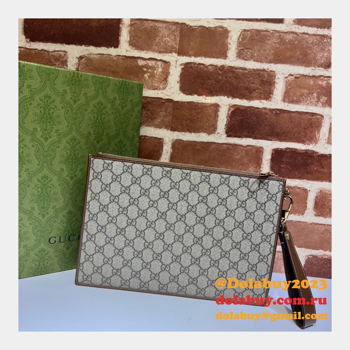 Best Gucci Replica Supreme Zip Wristlet Pouch 672953 Clutch