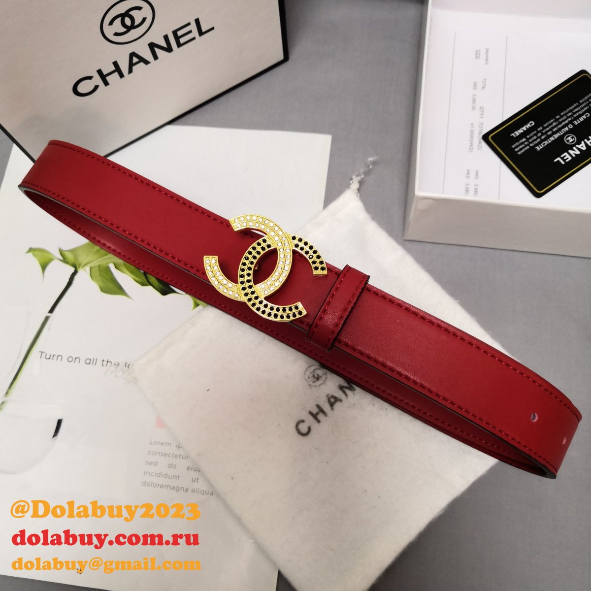 Top Quality Replica CC Double C Belt Red Width 3.0cm 1135