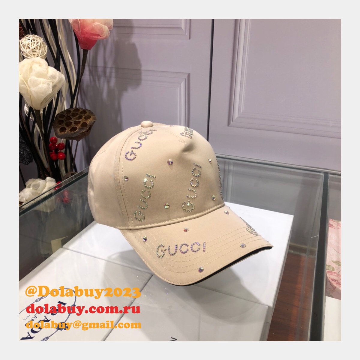 Fashion Gucci with diamond logo Baseball cap
