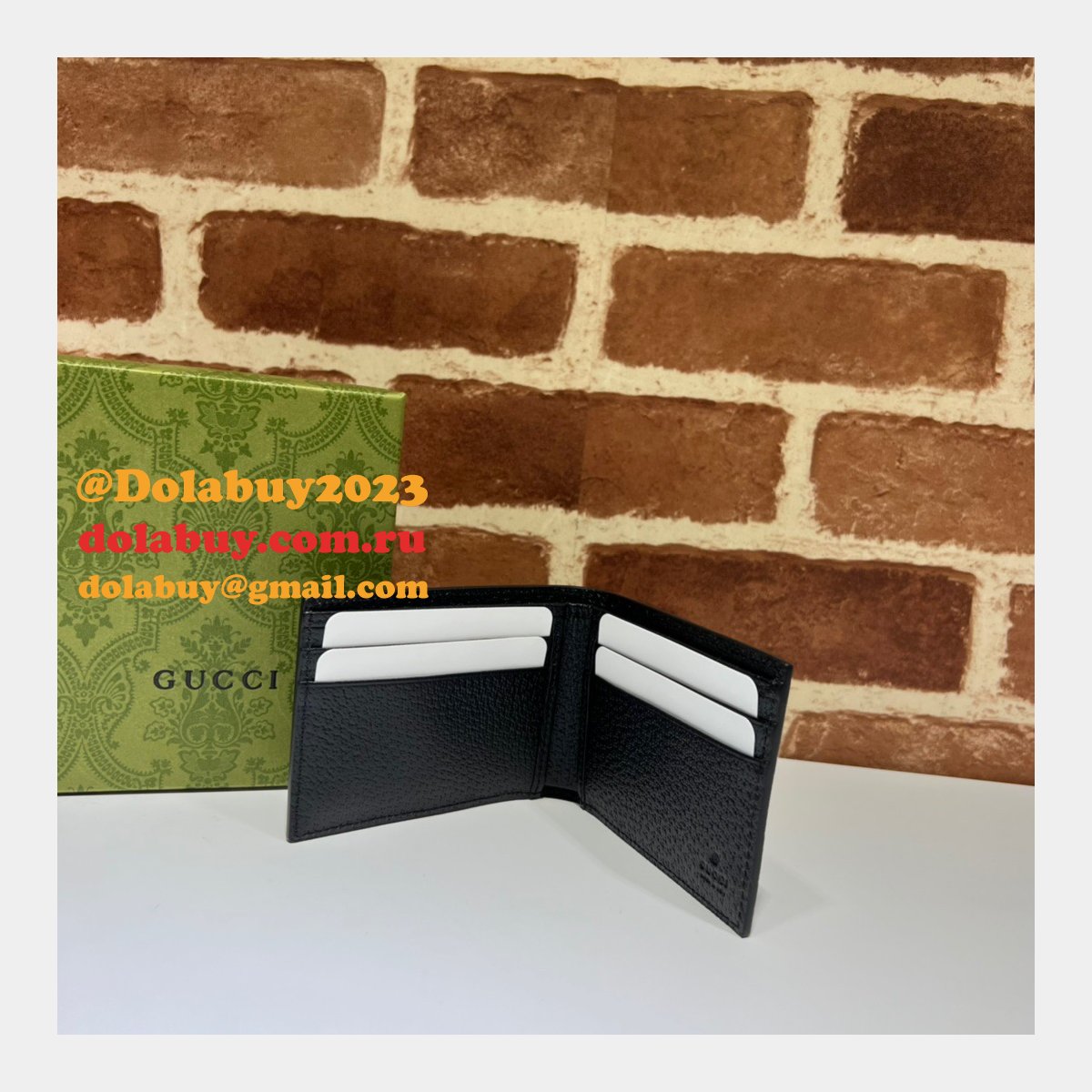Gucci Fake 708554/700464 wallet Folio Horsebit black Designer Bag