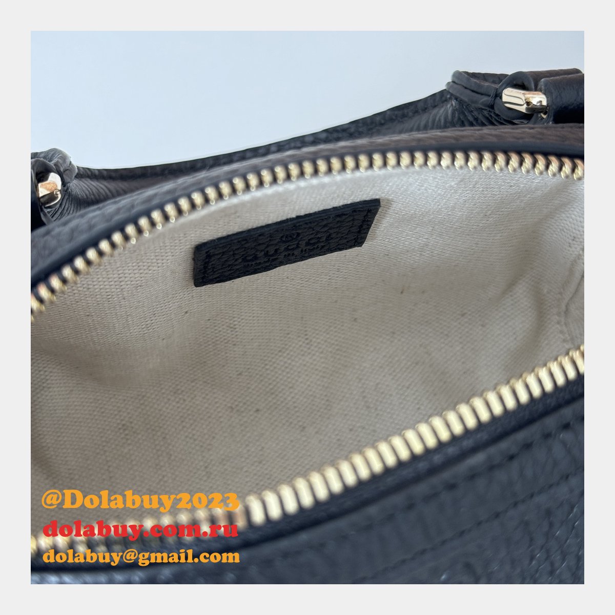 Gucci Duplicate GG Emblem Super Top Handle Cheap 815256 Black Bag