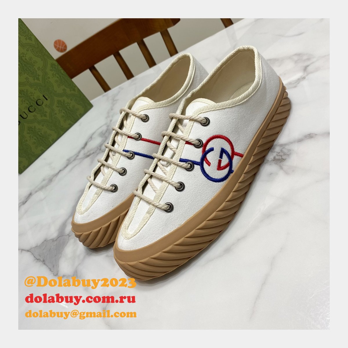 G*u*i shoes replica double g canvas 1:1 mirror high-quality