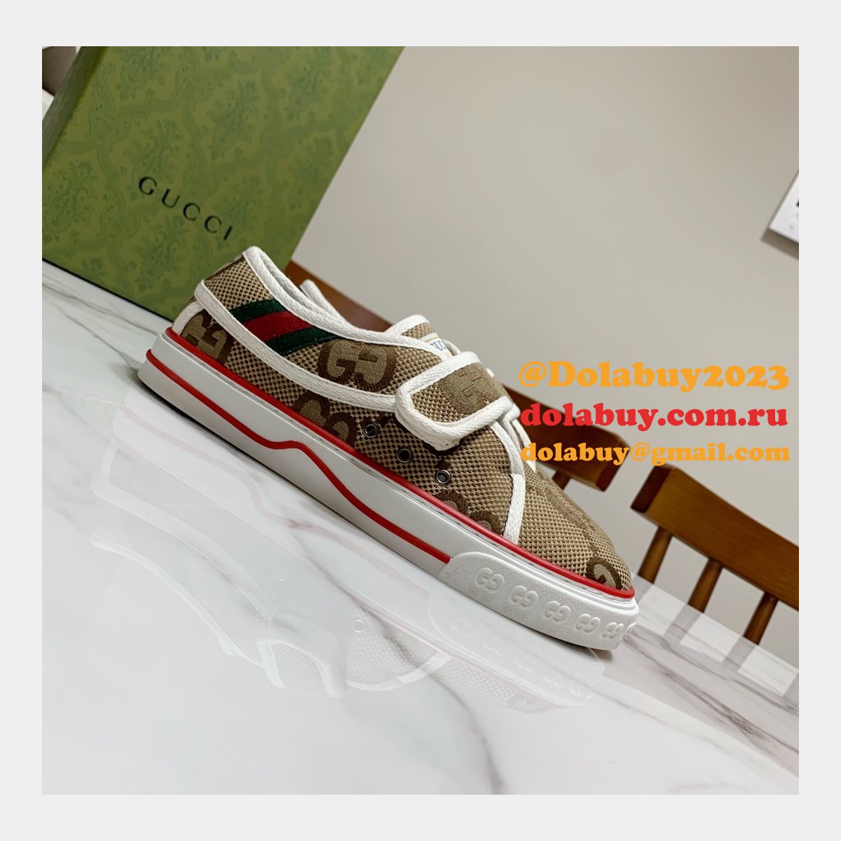 G*u*i high quality replica gu7 1977 canvas perfect shoes