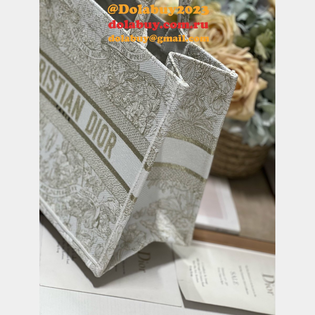 Best Book Tote Replica Christian Dior 1265/1286 Golden Flower Bag