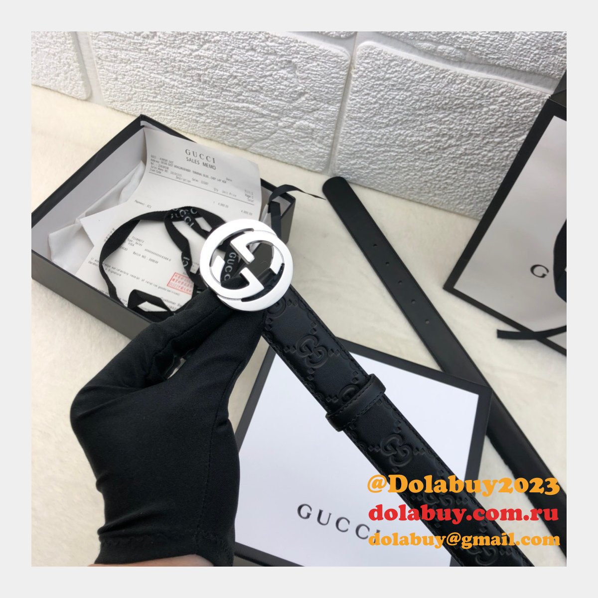 Copy Gucci Perfect Leather 7 Star 3.0cm Belts Black