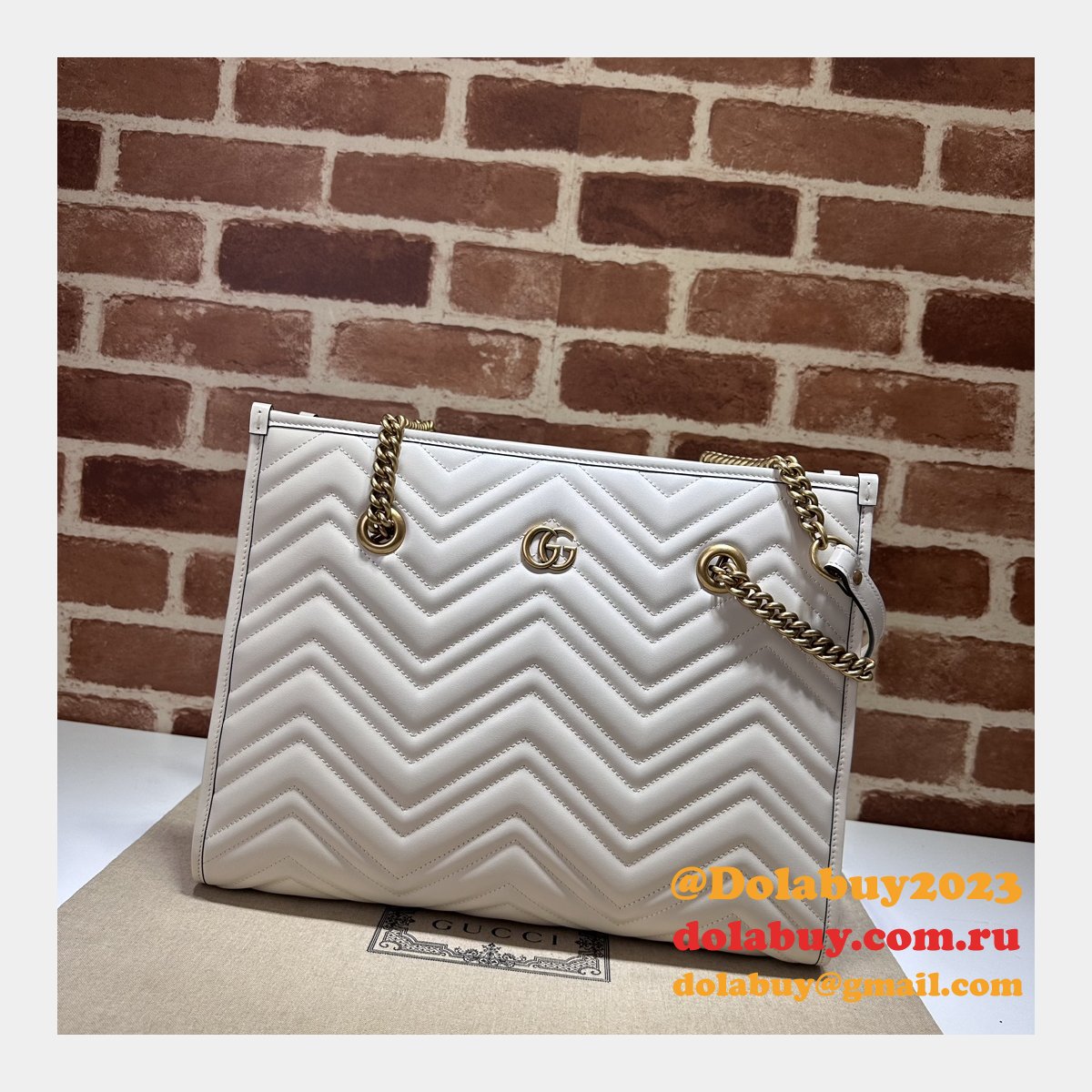 Tote GG Marmont White/Black 779724 Gucci Replica Bag