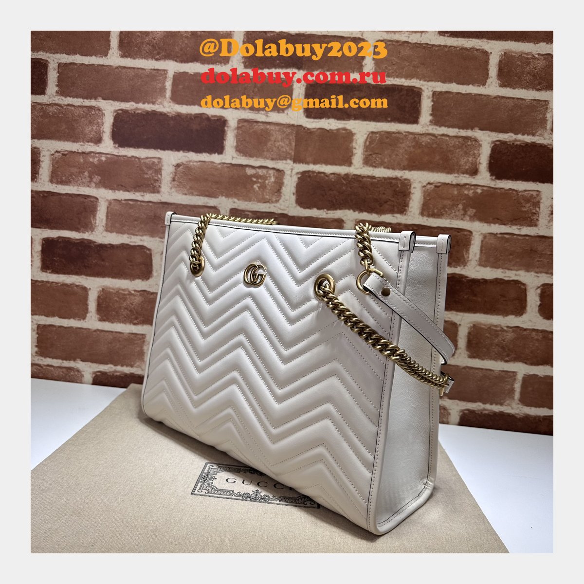 Tote GG Marmont White/Black 779724 Gucci Replica Bag