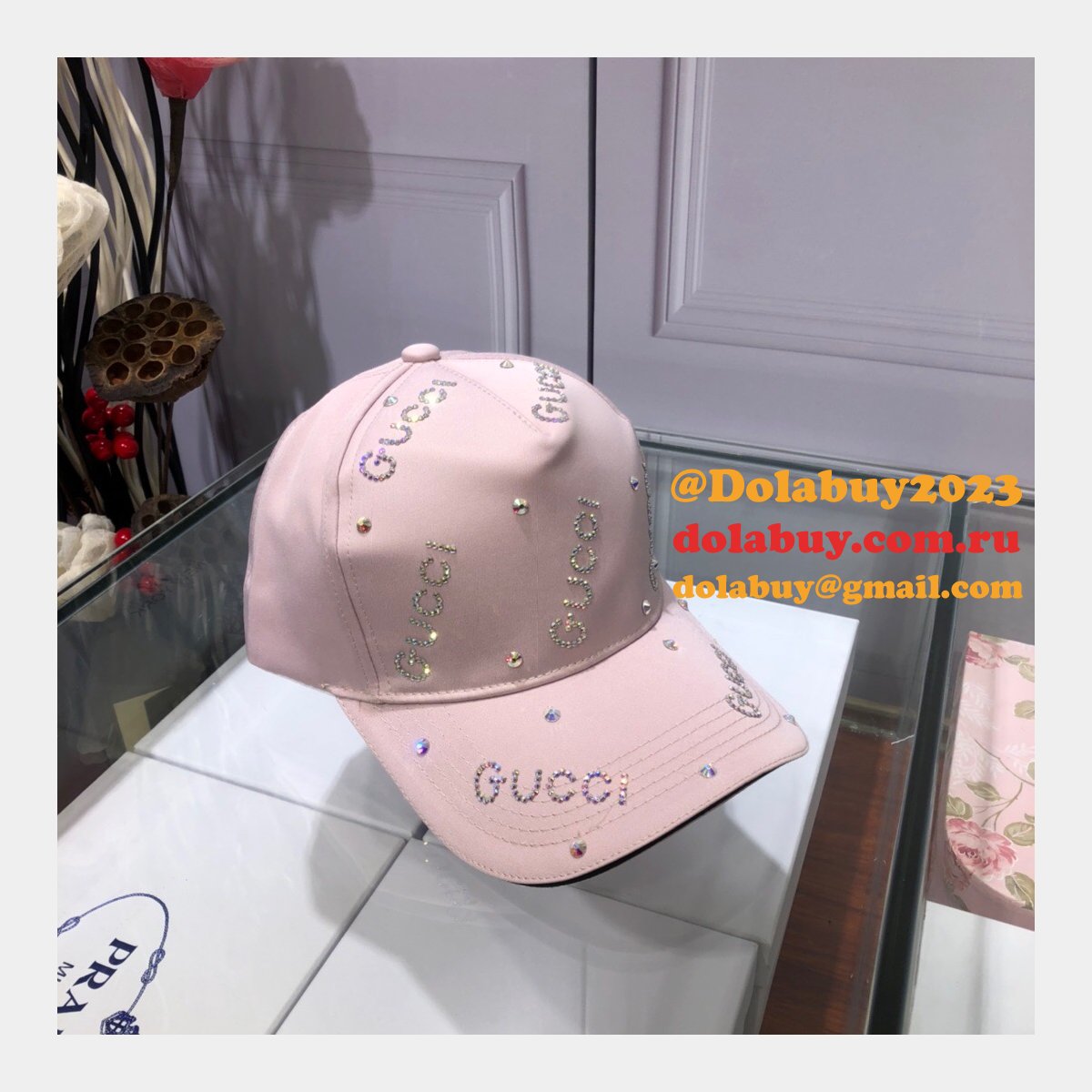 Fashion Gucci with diamond logo Baseball cap