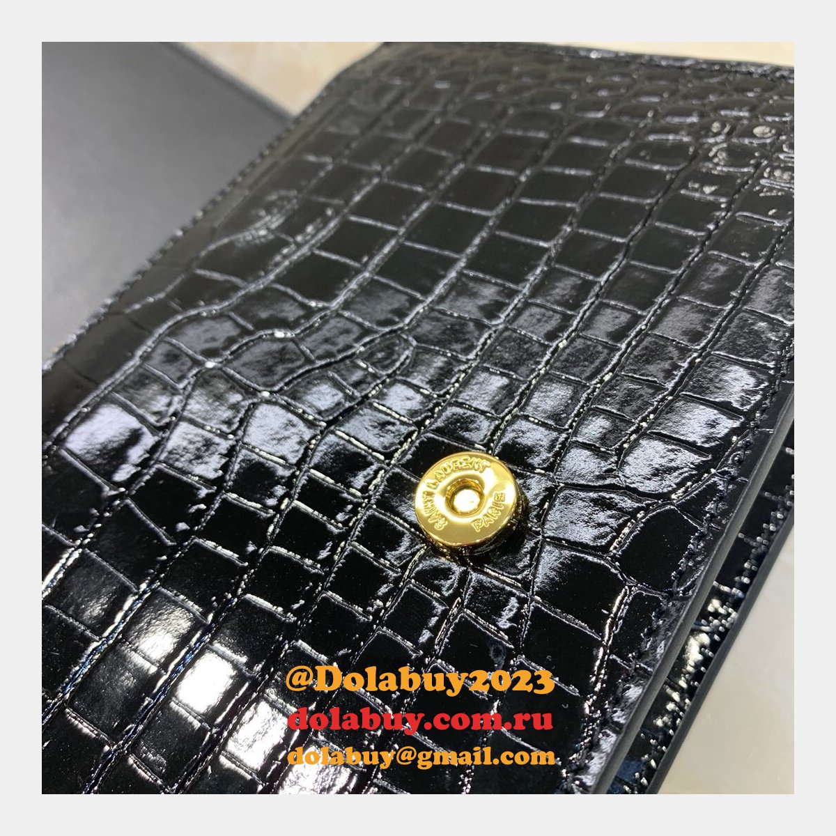 Replicas YSL Monogram chain wallet black 19cm grain de poudre