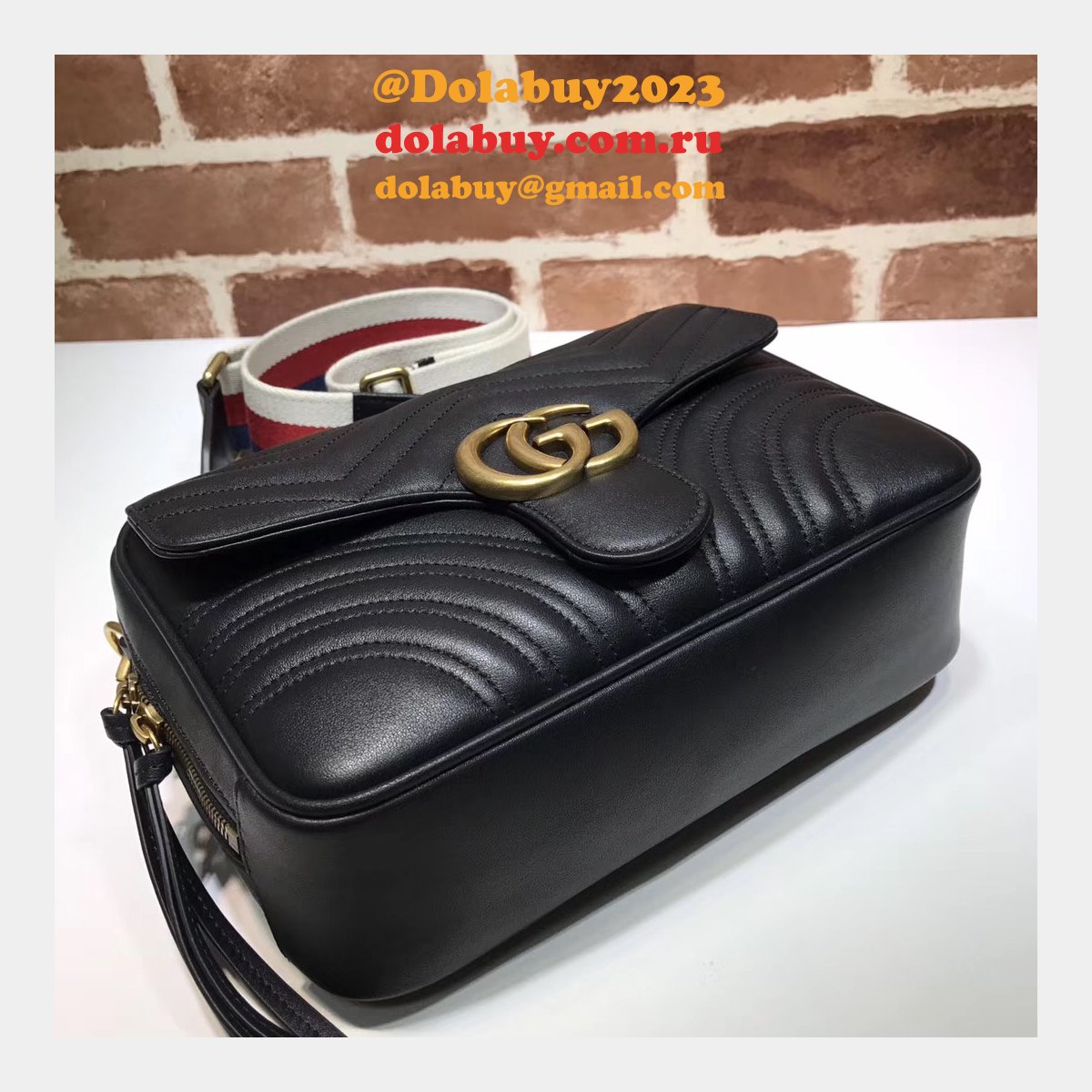 top quality G*u*i replica 498100 leather gg marmont small shoulder bag