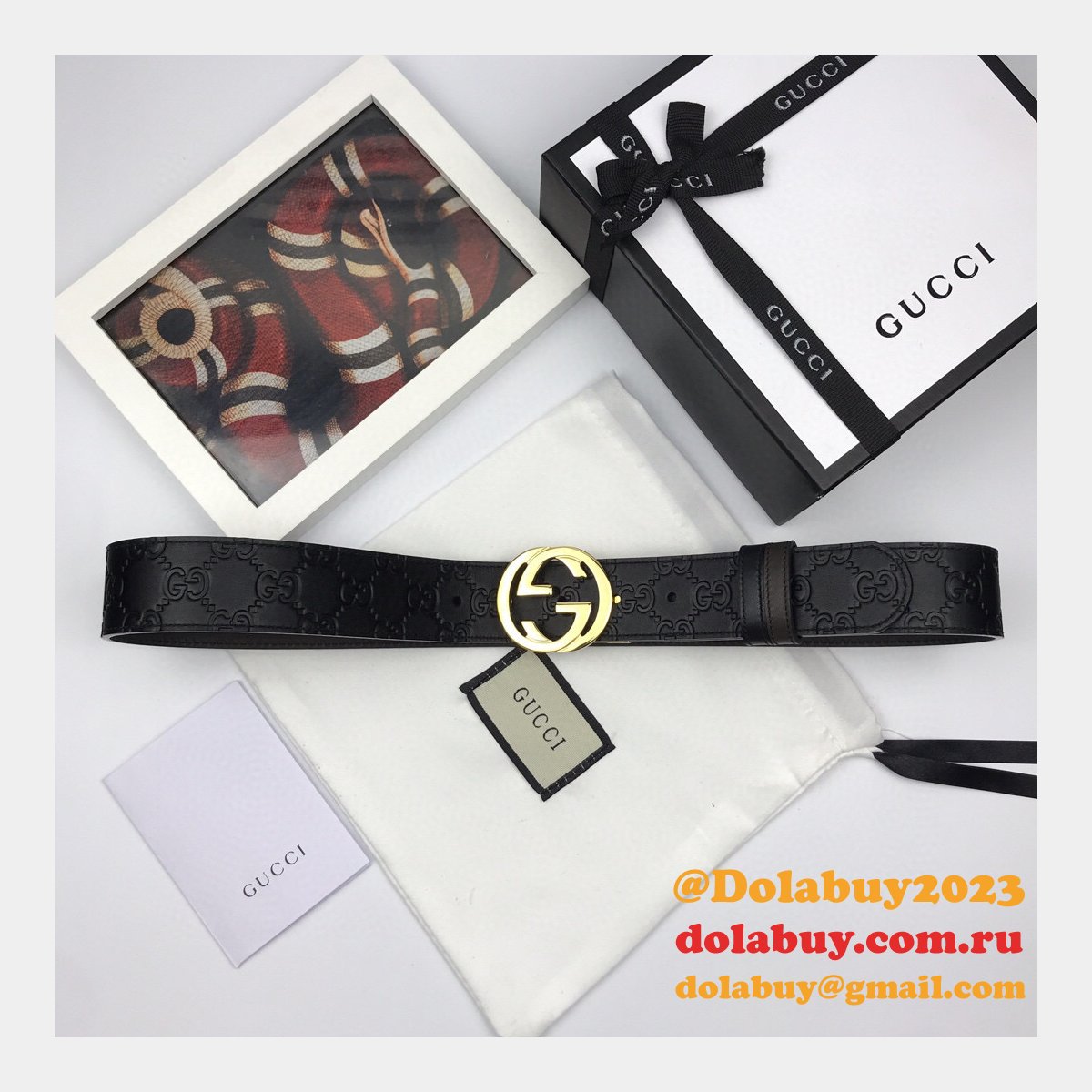 fake G*u*i 37mm double g leather replica belt