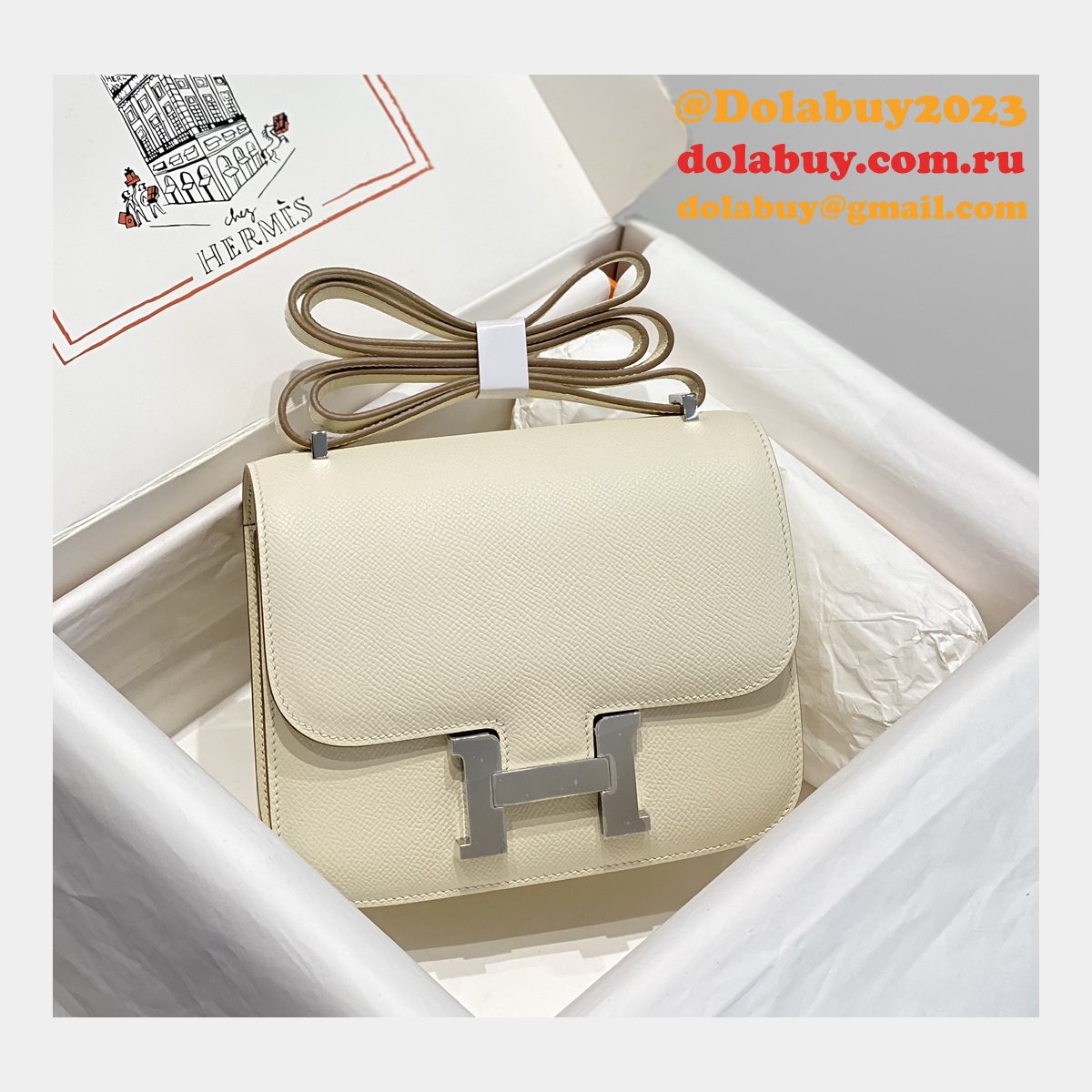 Hermes Constance Bag 18cm Epsom Leather Cream