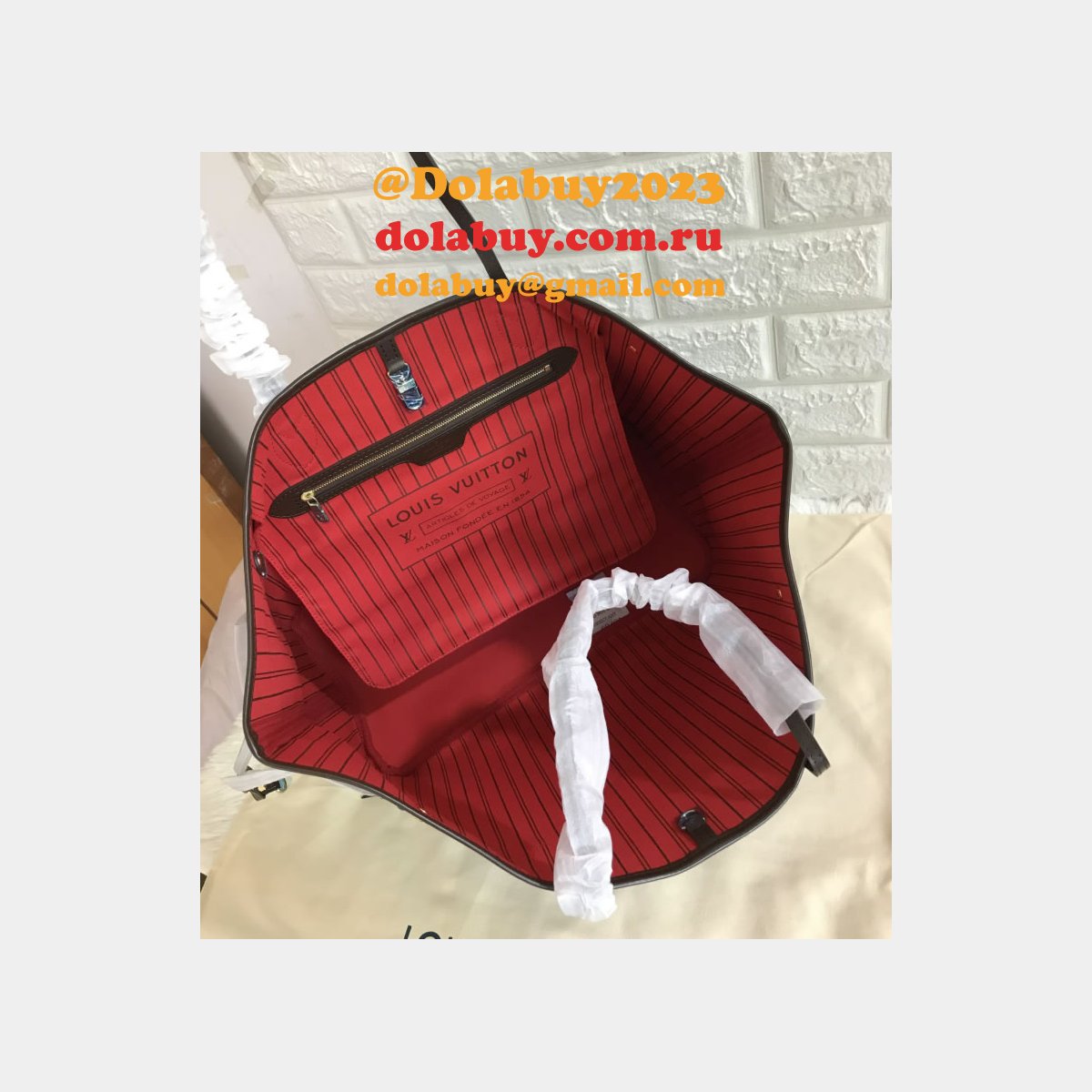 AAA+ Louis Vuitton Wholesale Neverfull GM Damier Ebene N41357 Brown