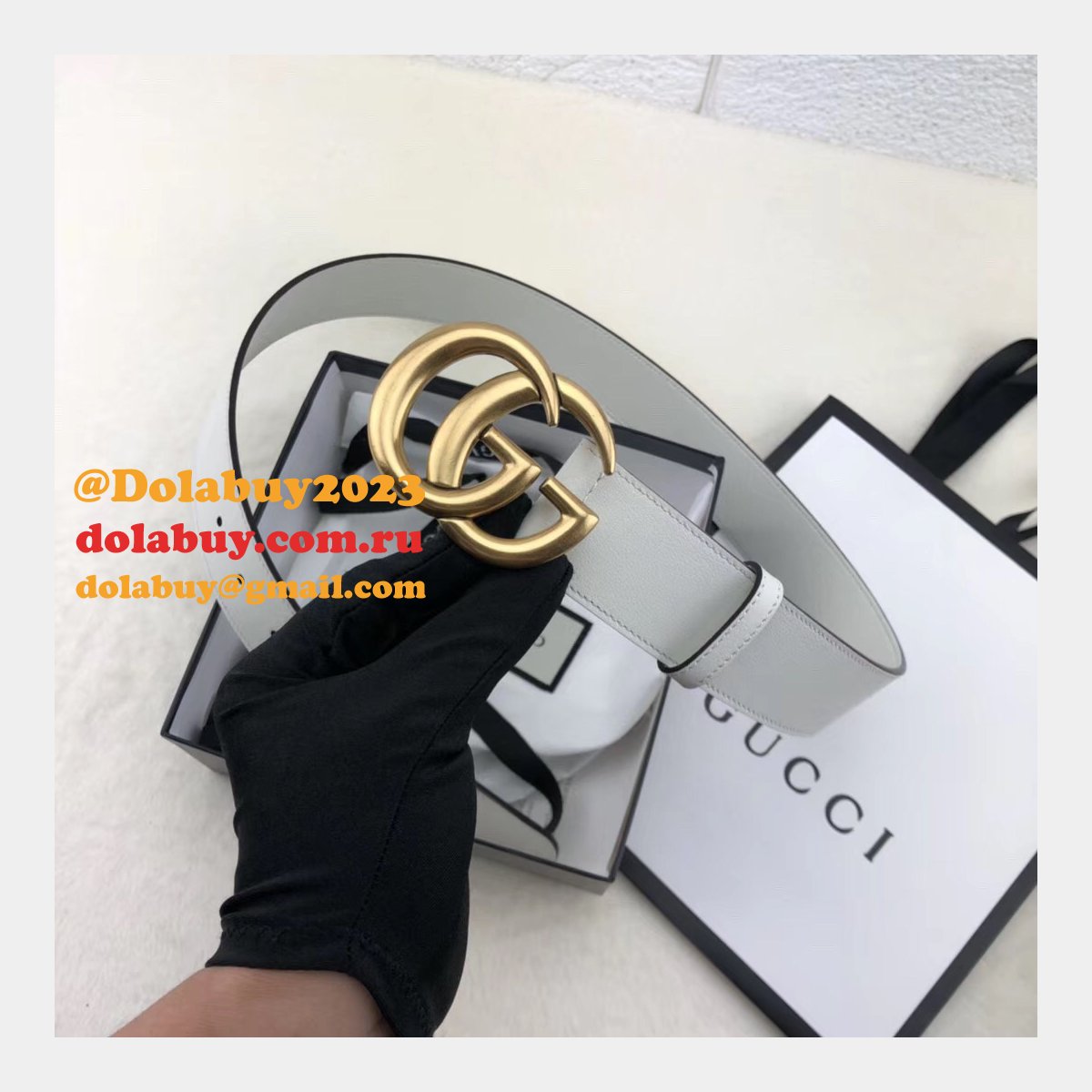 best G*u*i replica leather belt with double g white buckle