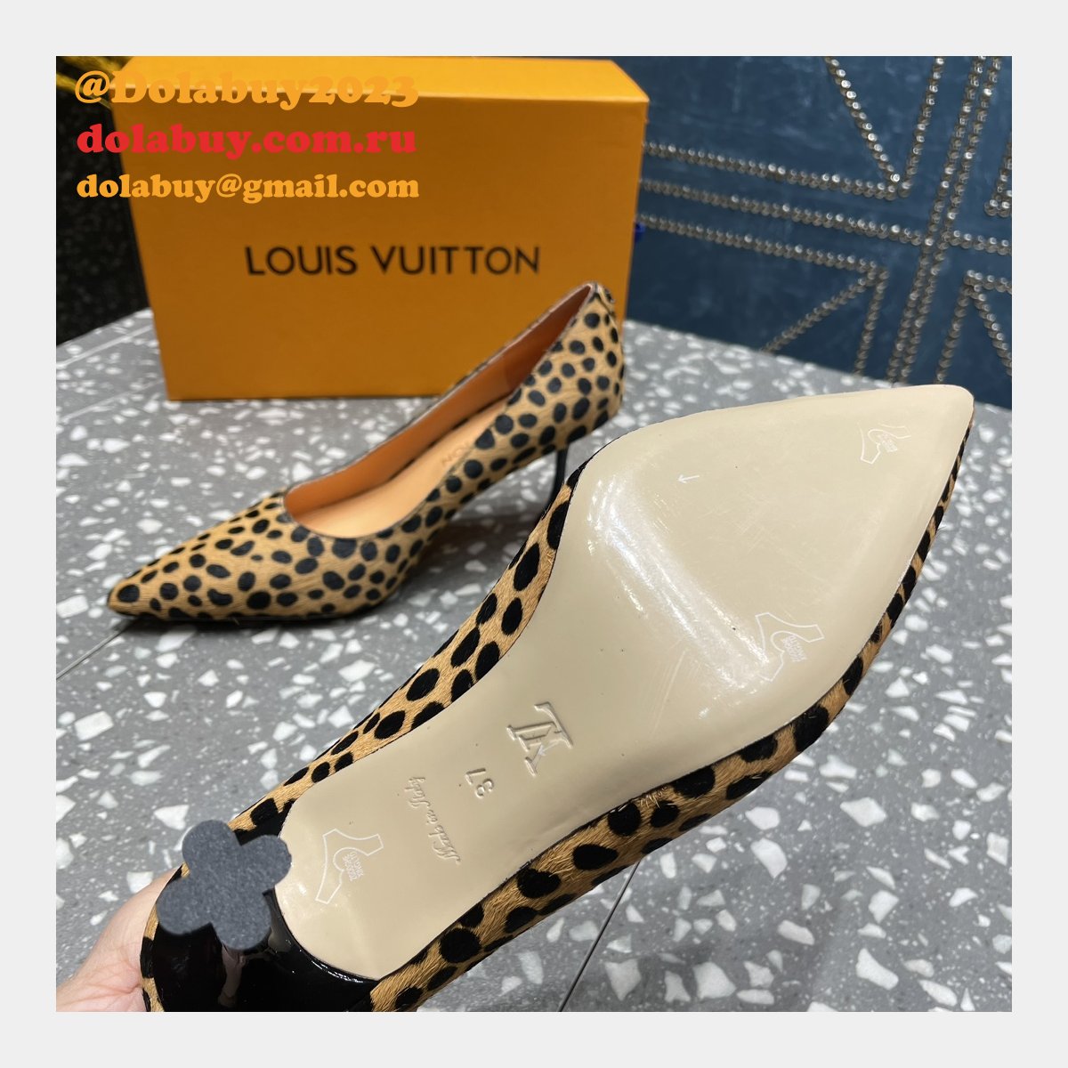 Fashion LOUIS VUITTON leopard print BLOSSOM PUMP