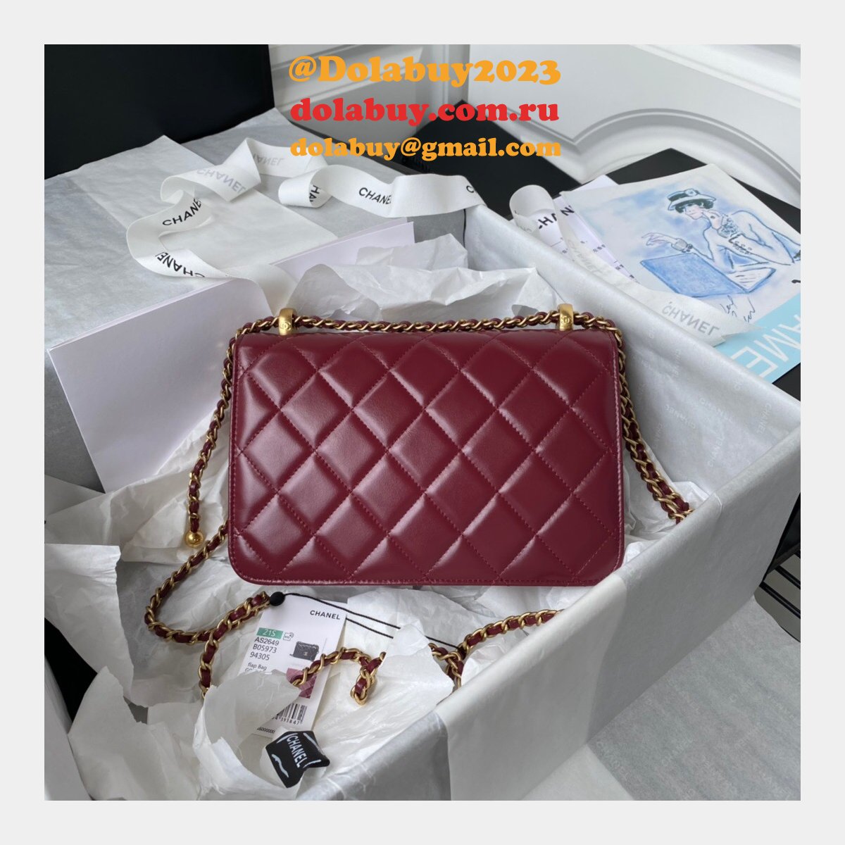 1:1 Replica AS2649 Calfskin & Gold-Tone Metal Flap Bag