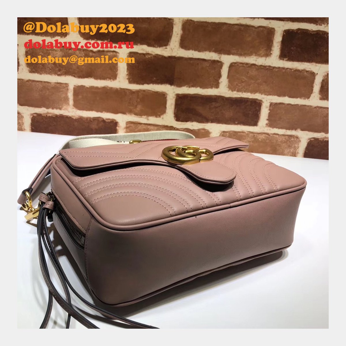 top quality G*u*i replica 498100 leather gg marmont small shoulder bag