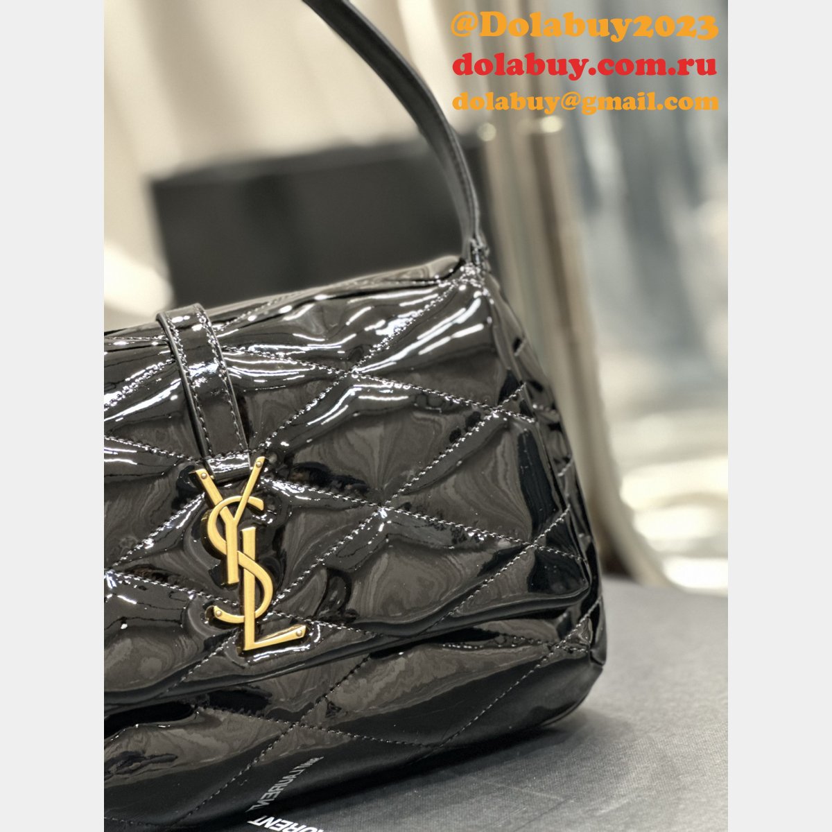 1:1 Quality Hobo Saint Laurent Fake 698567 Black Patent Bag