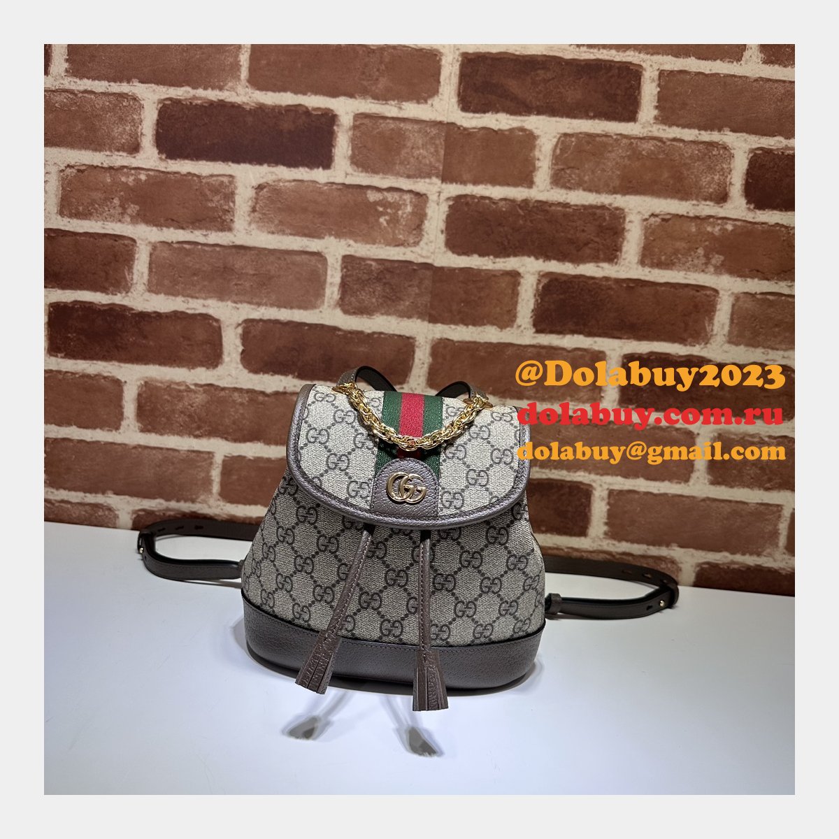 Ophidia Gucci Backpack Ebony Supreme #795221 Replica Handbag