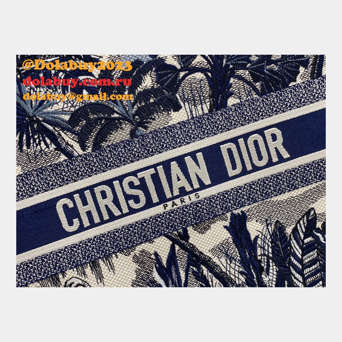 Dior CD Book Tote Top Quality Oblique Embroidery