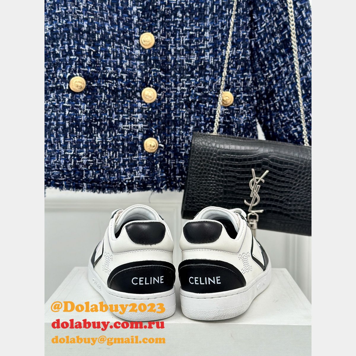 CELINE HOMME Suede-Trimmed Leather Sneakers