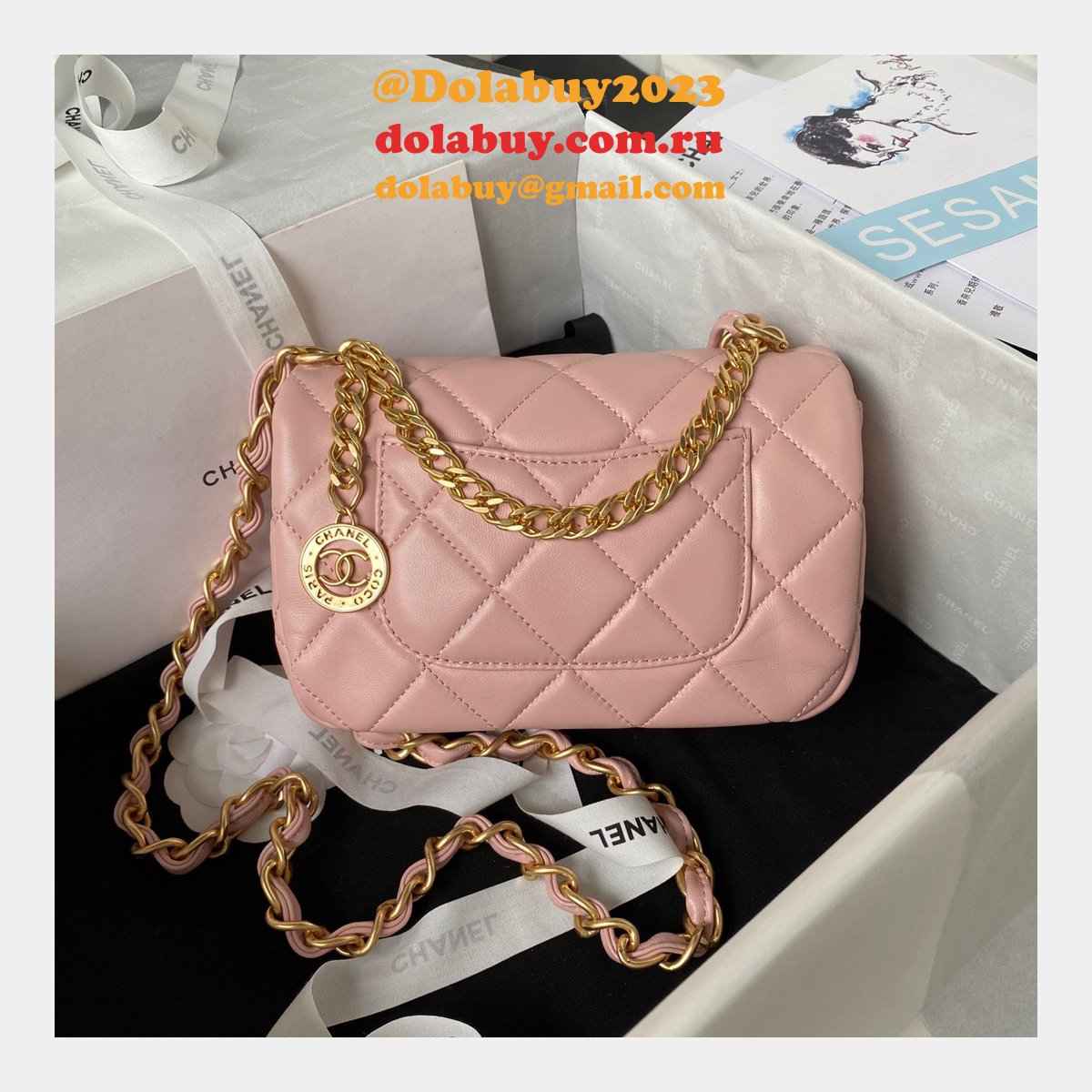 Perfect Copy Top Quality AS4012 Flap Black Replica Bag