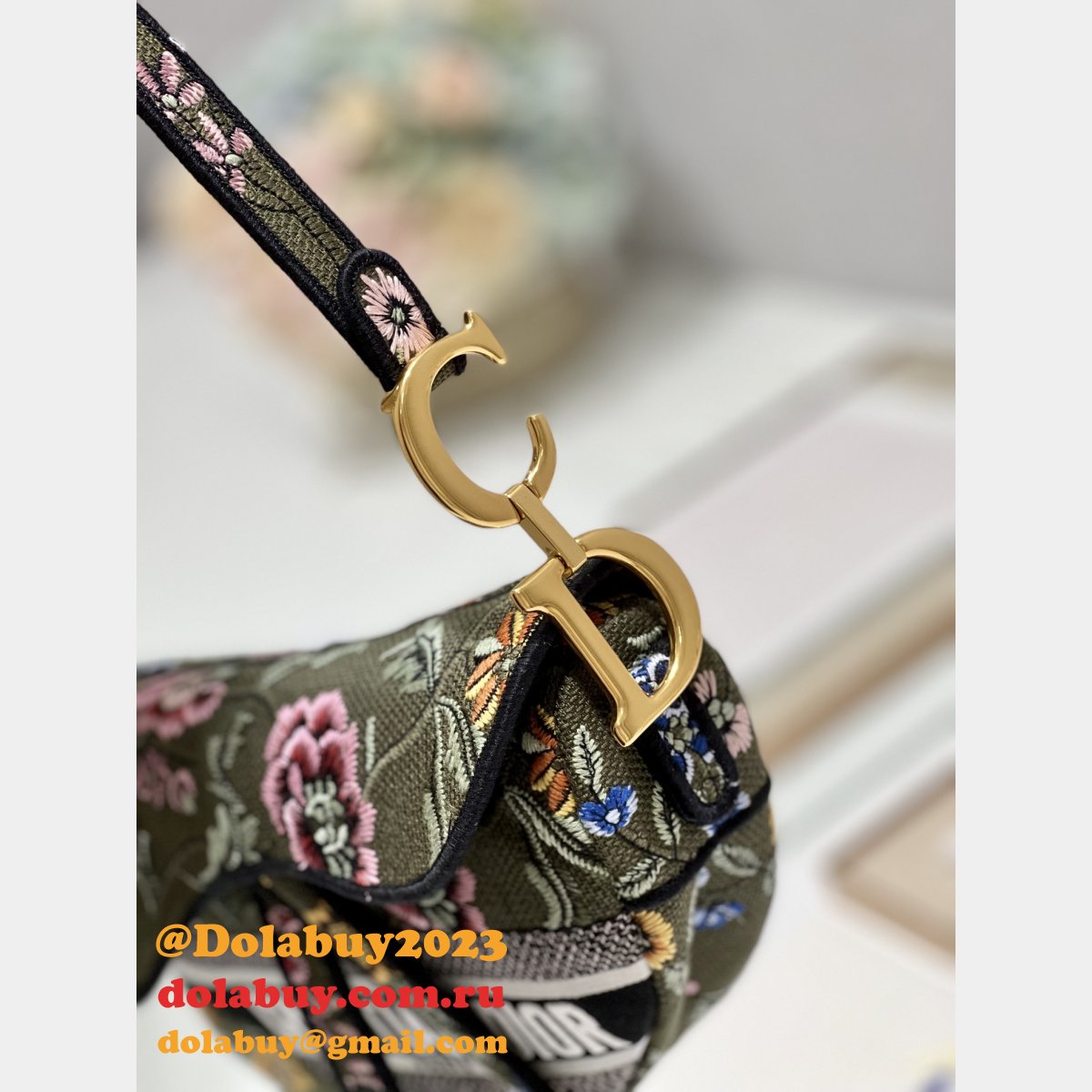 Christian Dior AAA Oblique Saddle Blooming green 9012/0446 Fake Bag