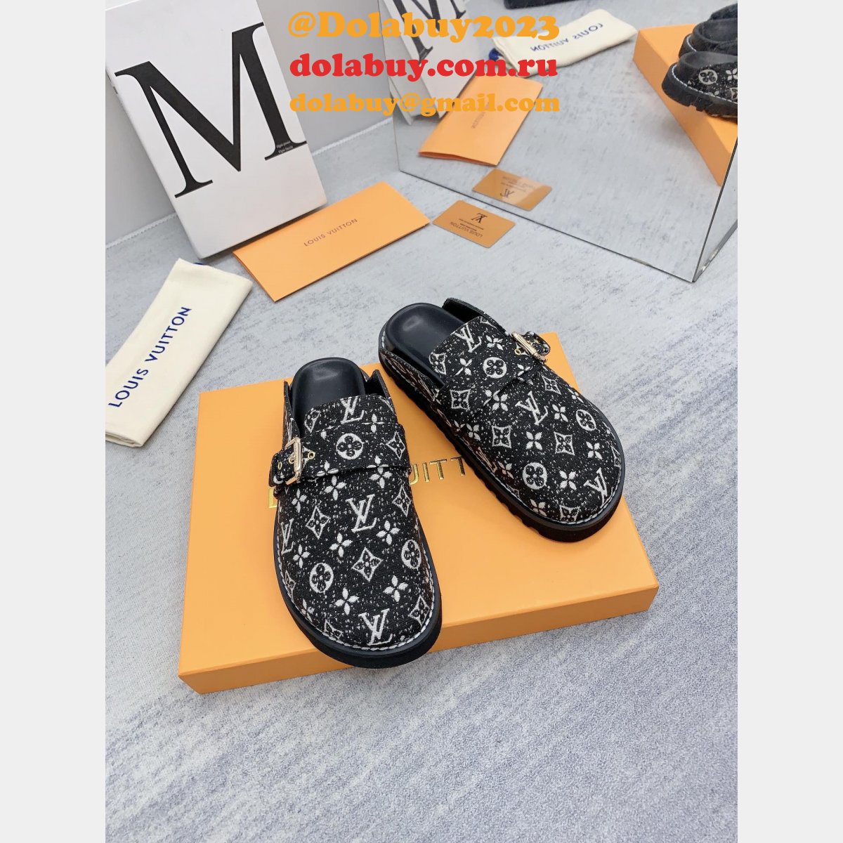 Outlet Replica Louis Vuitton Baotou Drag men Shoes Dolabuy