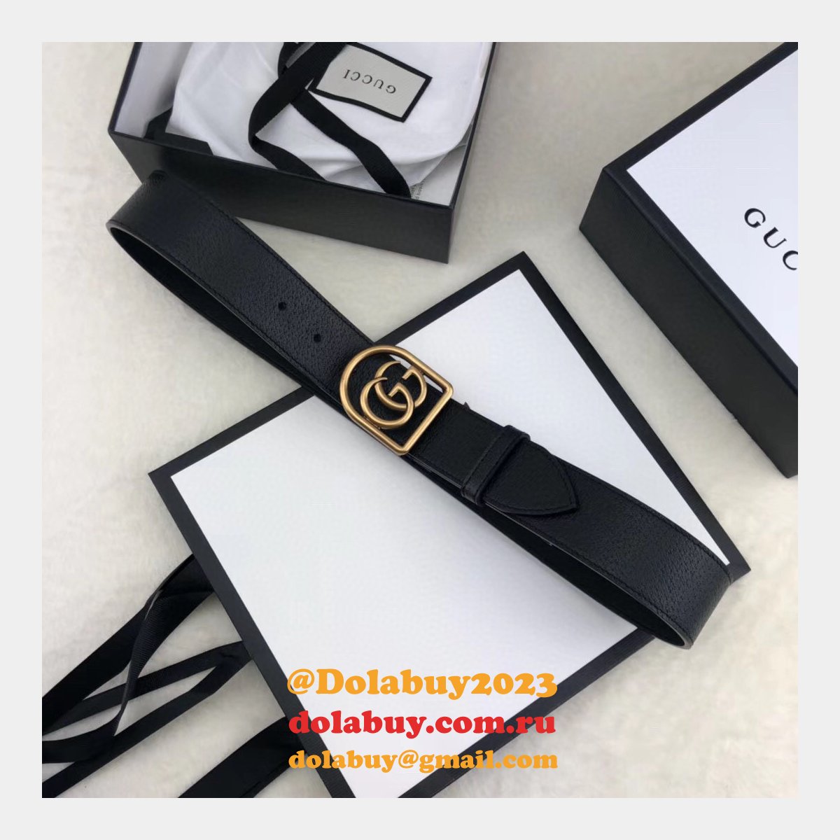 top quality G*u*i double g leather replica belt black