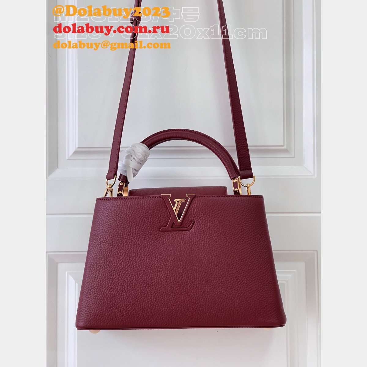 Capucines 1:1 Mirror M25128 Purple-Red Louis Vuitton Fake Handbag