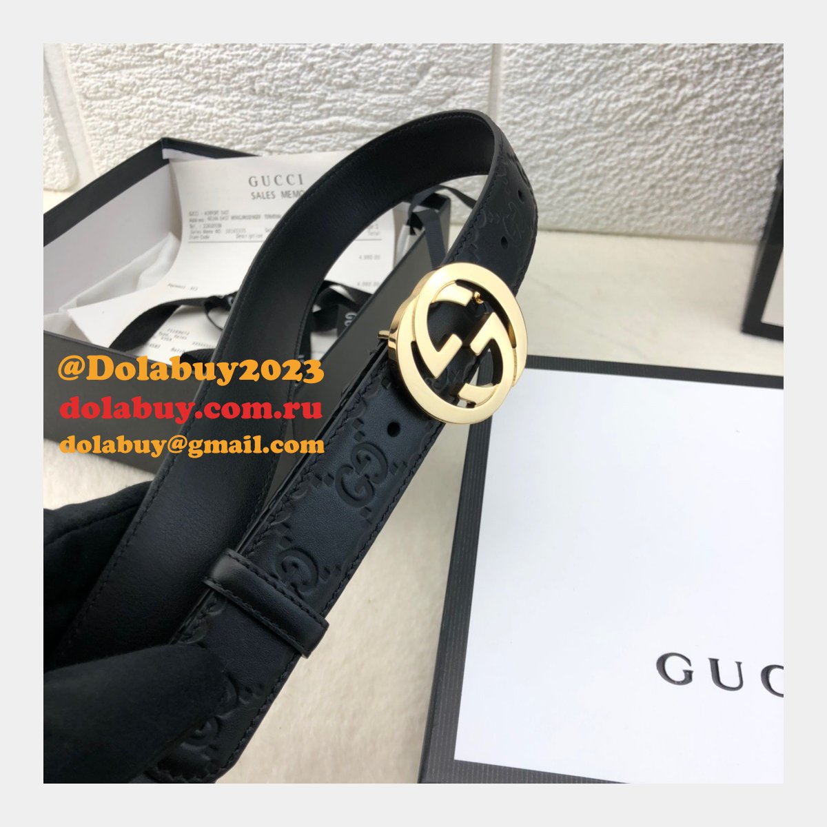 Copy Gucci Perfect Leather 7 Star 3.0cm Belts Black