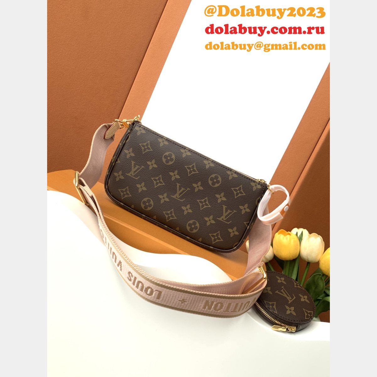 Louis Vuitton Luxury M44840 Multi Pochette PINK or Greem