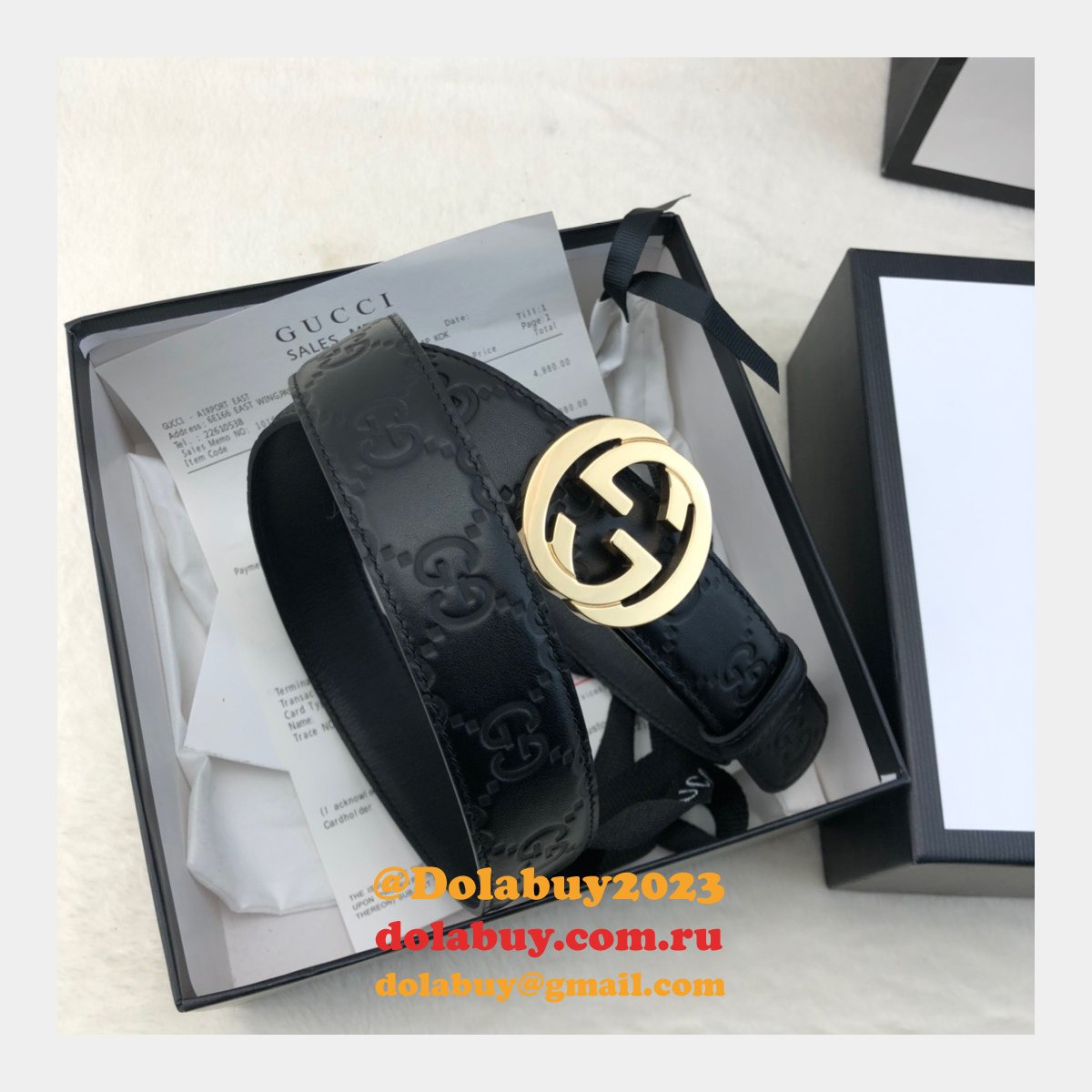 Copy Gucci Perfect Leather 7 Star 3.0cm Belts Black