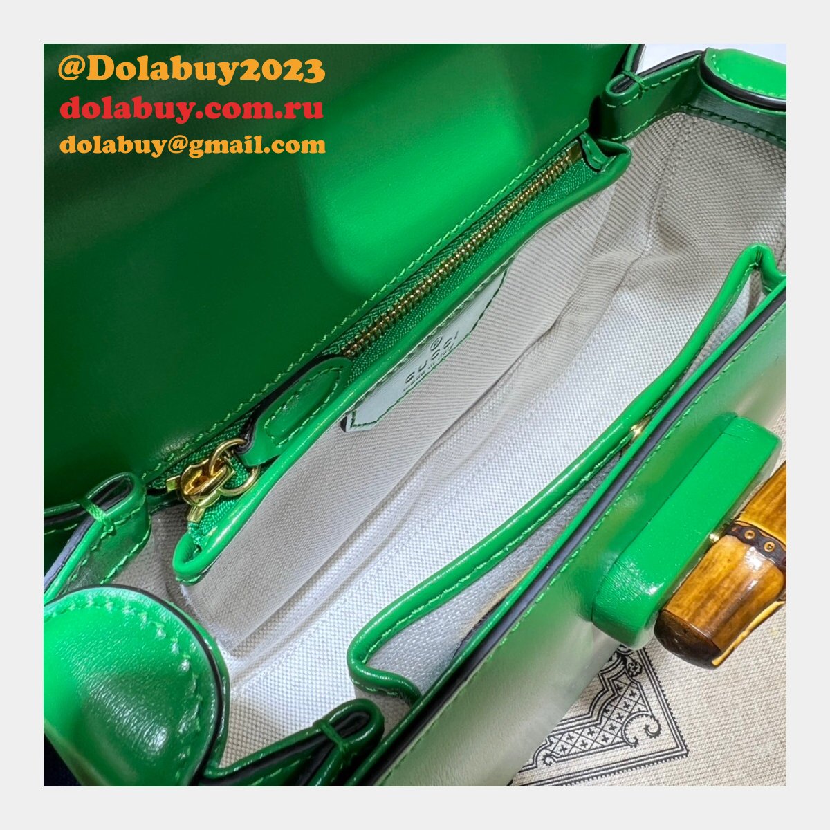 Perfect Gucci Copy 675797 Small top handle pink/green bag with Bamboo