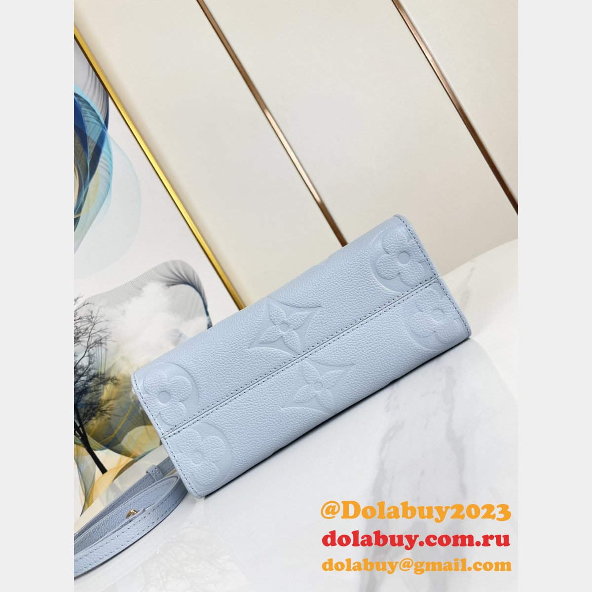 OnTheGo PM Monogram Empreinte Leather M46840 Blue Louis Vuitton Fake Bag