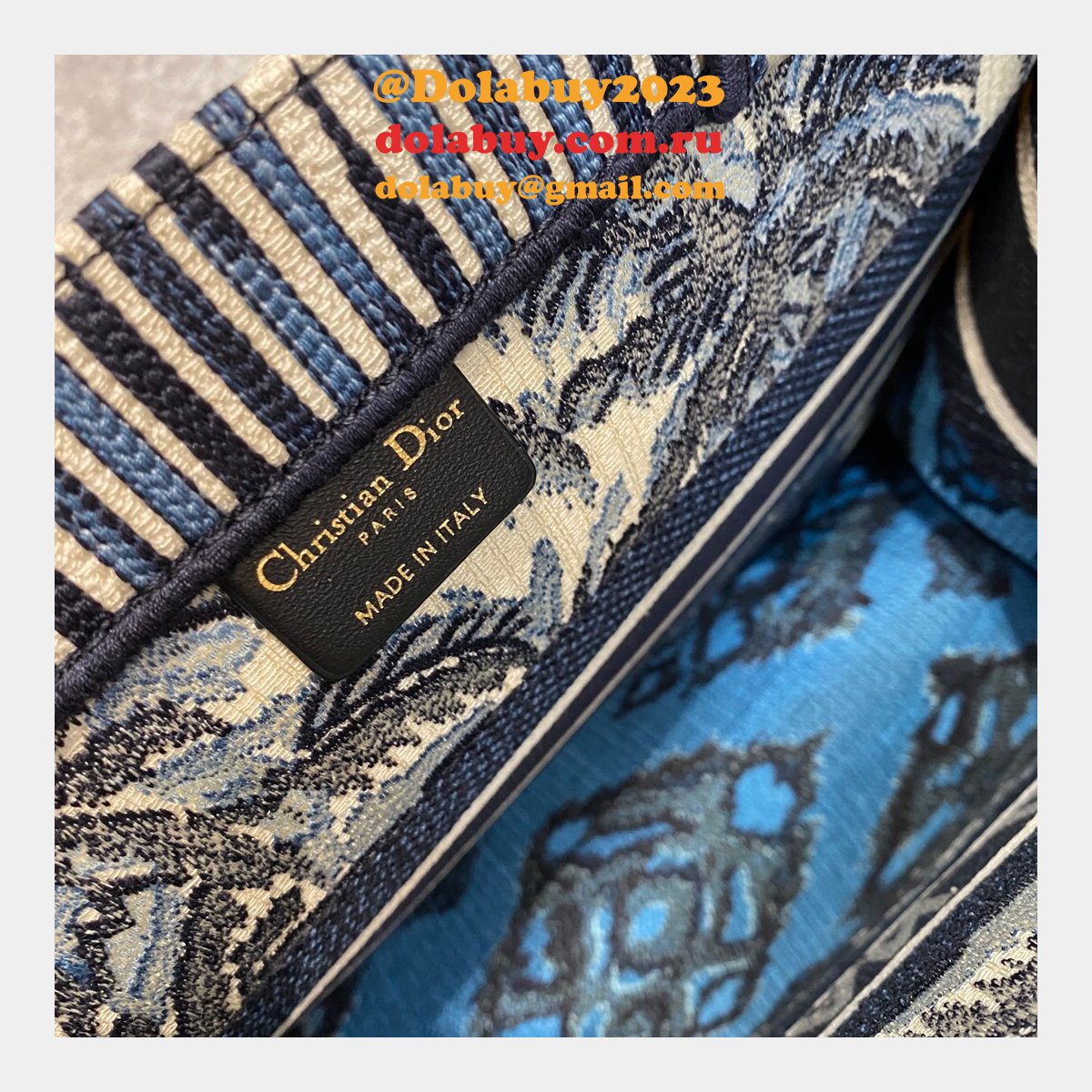 Christian Dior 7 Star Book Tote Oblique Termurah Replica Blue Bag