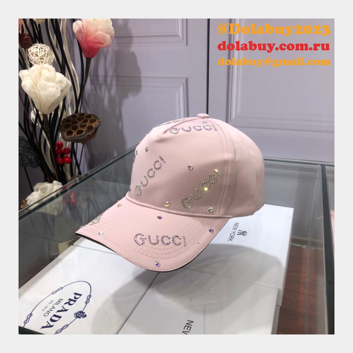 Fashion Gucci with diamond logo Baseball cap
