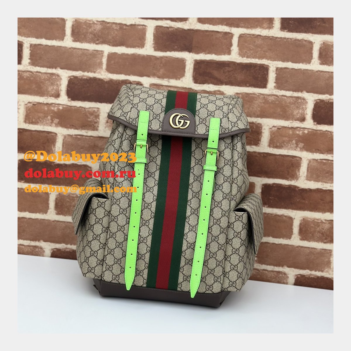 Gucci GG Supreme Ophidia Inspired Backpack 7 Star 598140 Straps