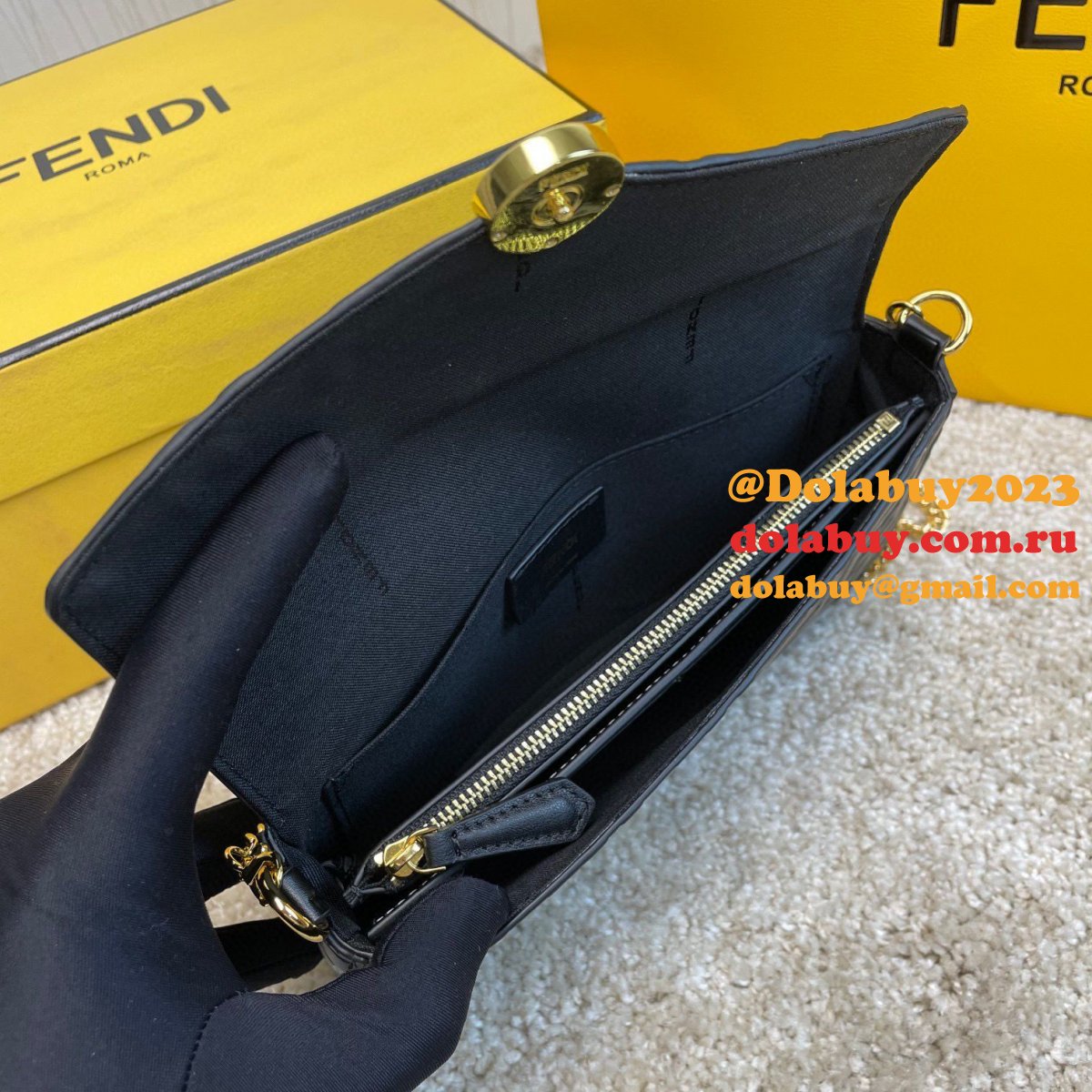 Fendi Best Fashion 212200 Maca embossing Black Bags