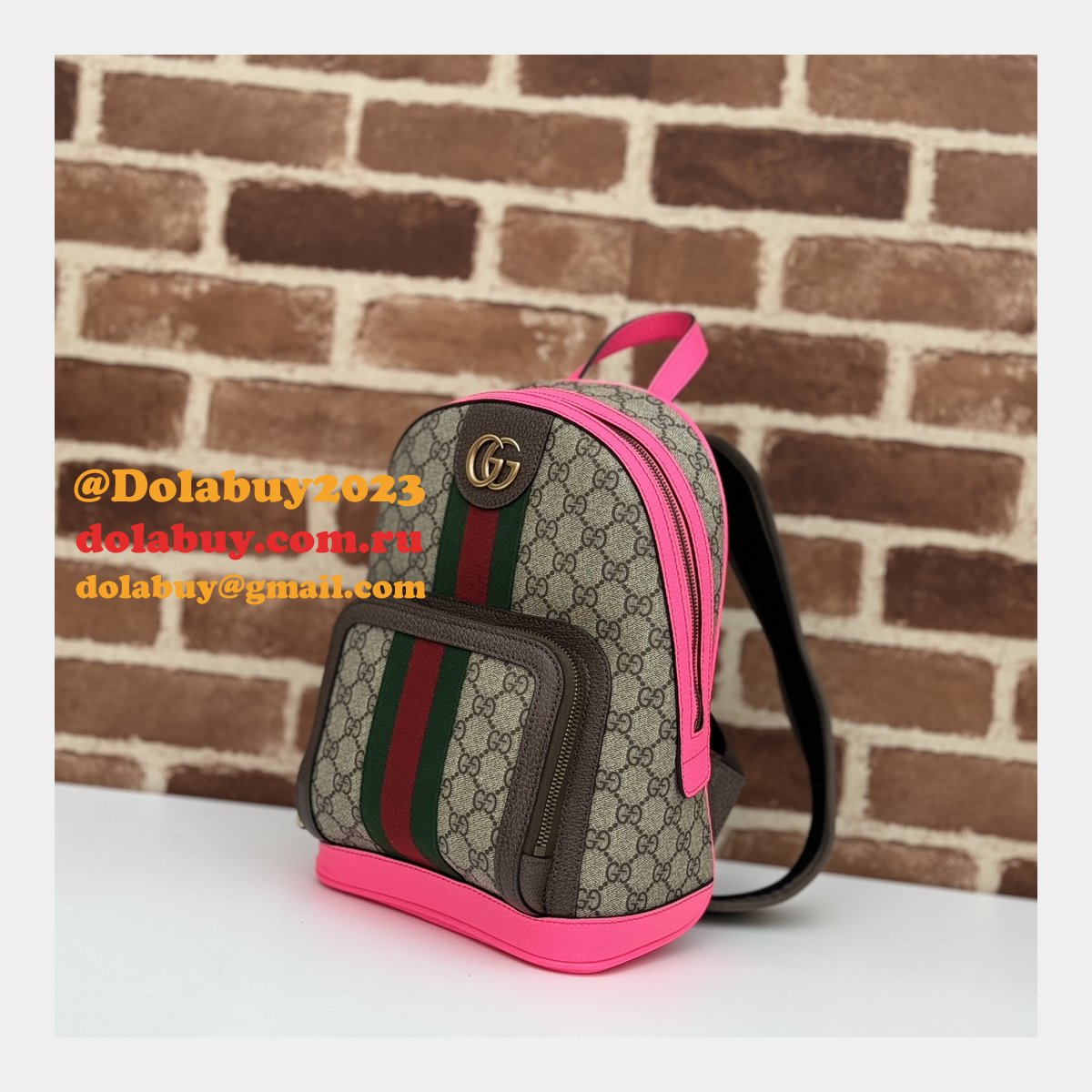 Fuchsia Top Quality 547965 GG Supreme Ophidia Gucci Copy Backpack Bag