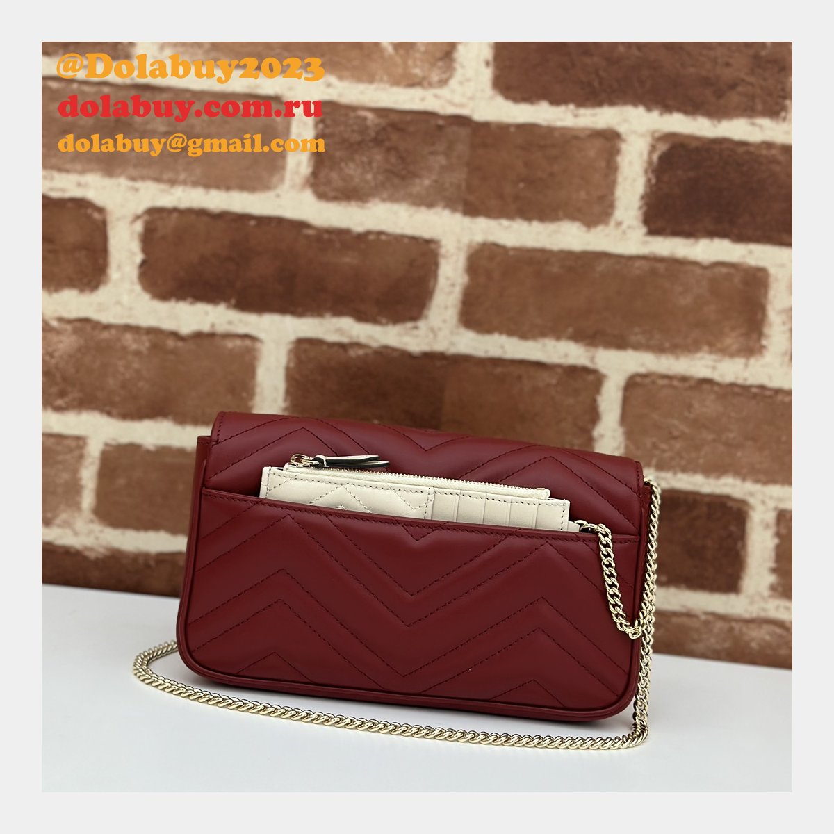 Gucci Replica GG Marmont Mini Crossbody Luxury 751526 Red Bag
