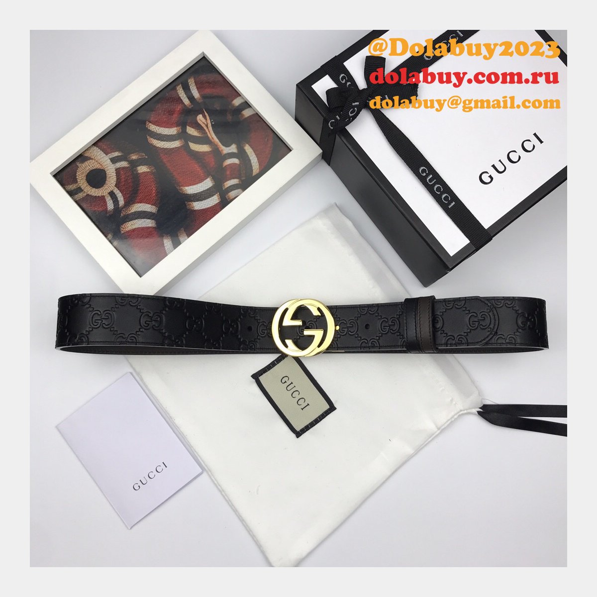 7 star G*u*i 37mm replica interlocking g-buckle leather black belt