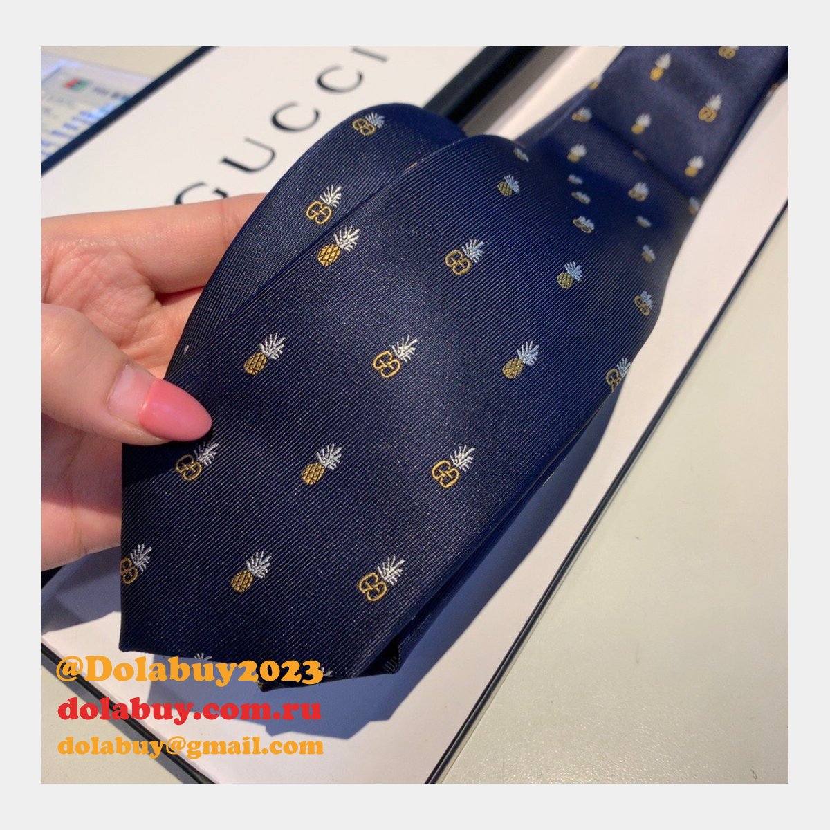 G*u*i pineapple and double gg pattern silk jacquard