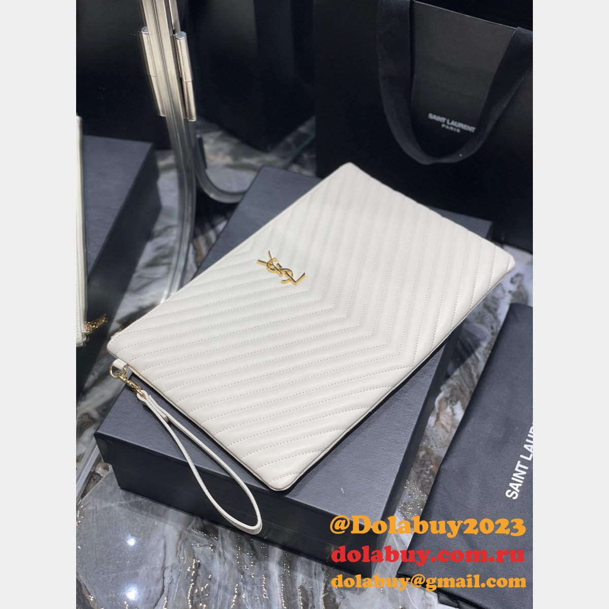 Buy Replica YSL Bags 379039/413444/440222 Clutchs Monogram A5 Pouch Online