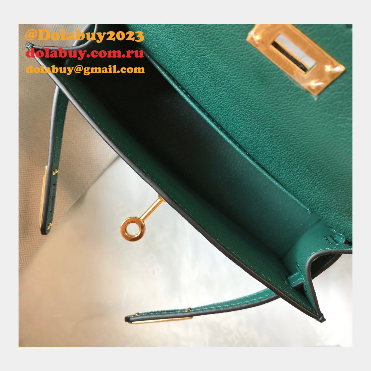 Hermes Mini Kelly Replica Army Green Handbag Epsom leather