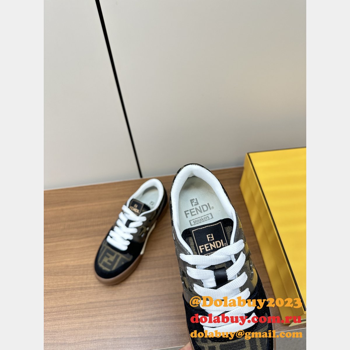 Fendi Match Leather Sneakers