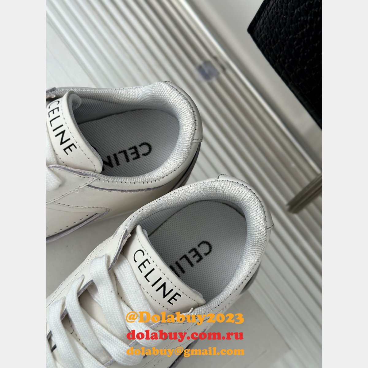 CELINE HOMME Suede-Trimmed Leather Sneakers