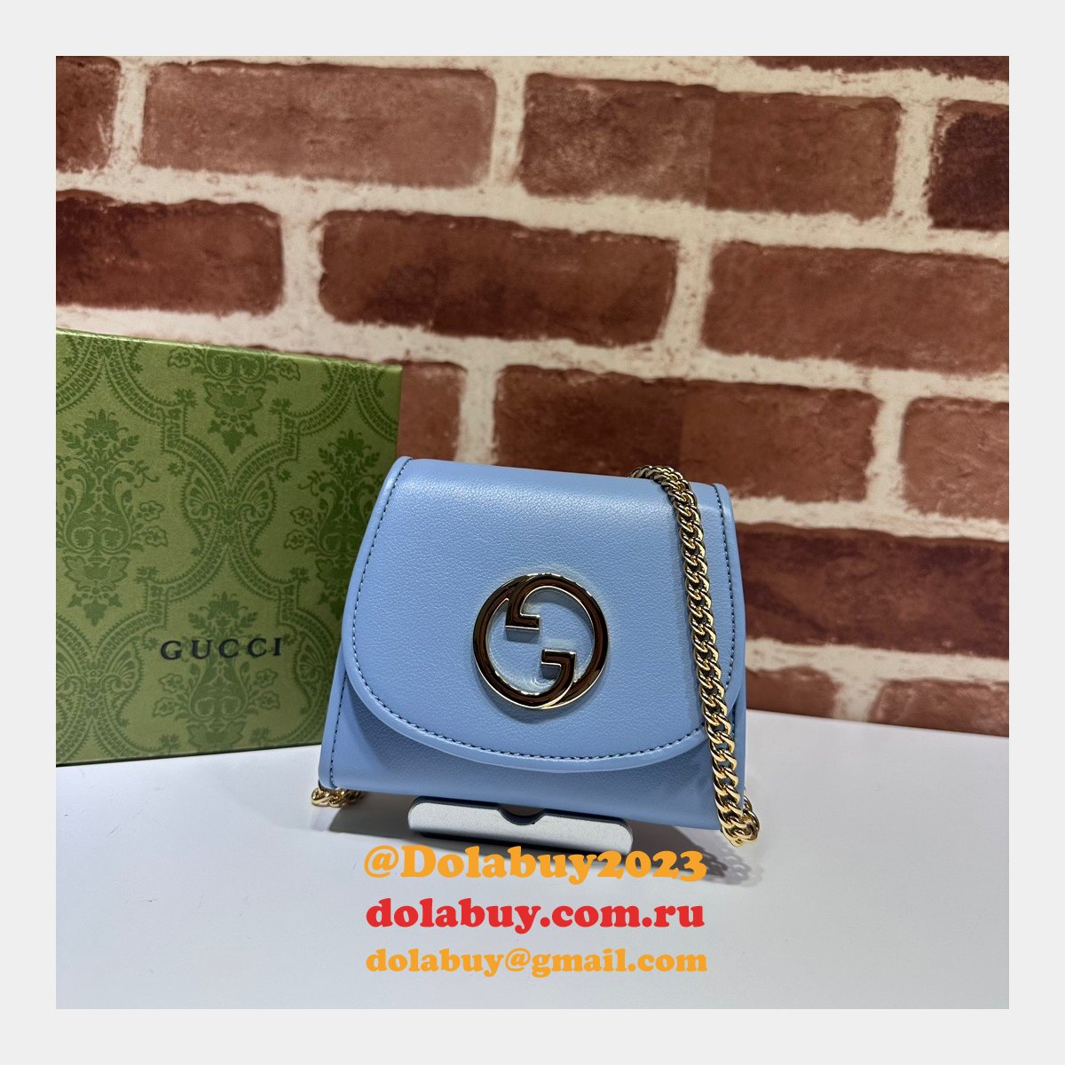 G*u*i fake blondie compact chain wallet top quality 725219 bag